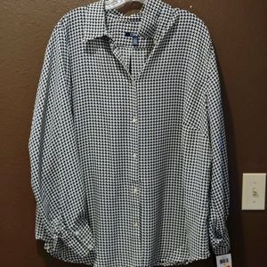 Chaps Houndstooth Button Down 1X NWT